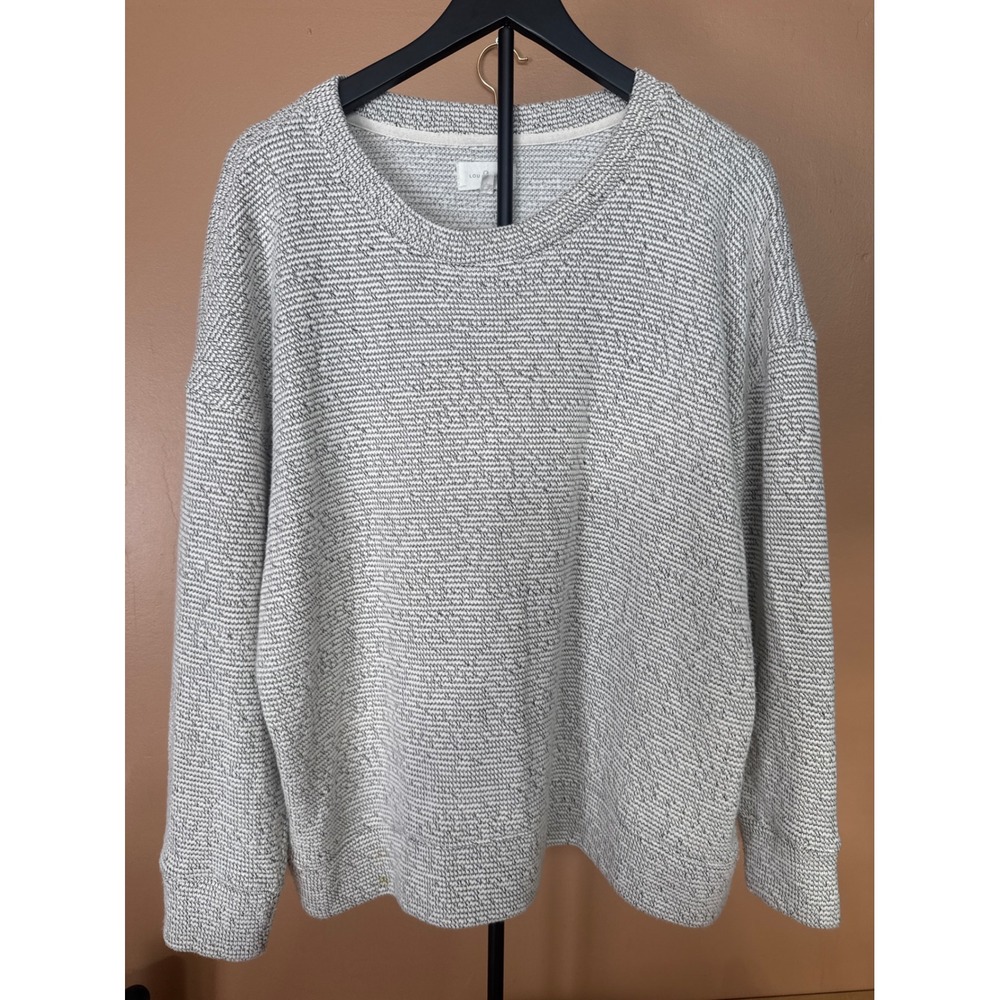 Lou & Grey Womens XL Grey‎ Marled Textured Knit Crewneck Sweater Relaxed Fit